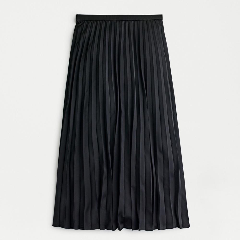J. Crew Pleated Midi Skirt in Black